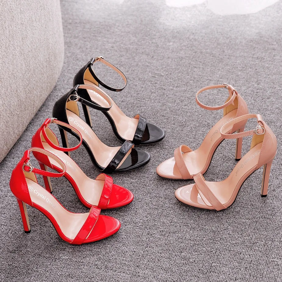 Zapatos De tacón alto De PU para Mujer, Sandalias De talla grande 35-46, para fiesta De boda y Noche